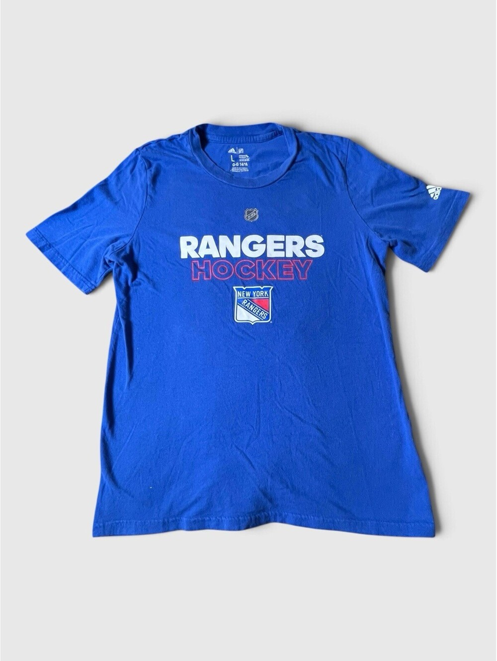 Adidas NY Rangers Jimmy Vesey Shirt Blue Youth L / Adult S Hockey Tee #26